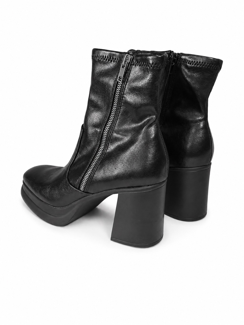 Steve Madden Black Platform Zip Ankle Boots - Women
